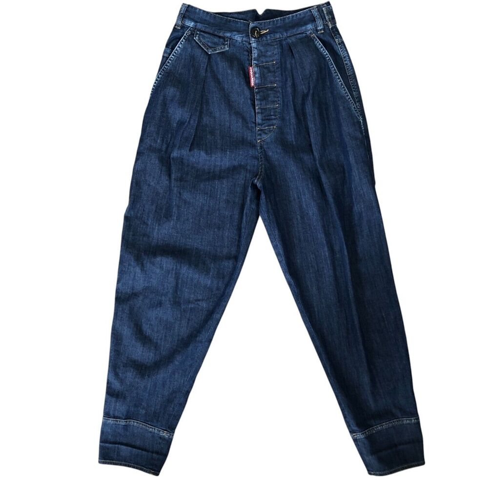 DSQUARED2 Italian Premium Denim‎ Womens Baggy Button Tapered High Rise Jeans 36